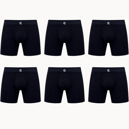 Breevar men's seamless long boxer briefs 6-pack, black