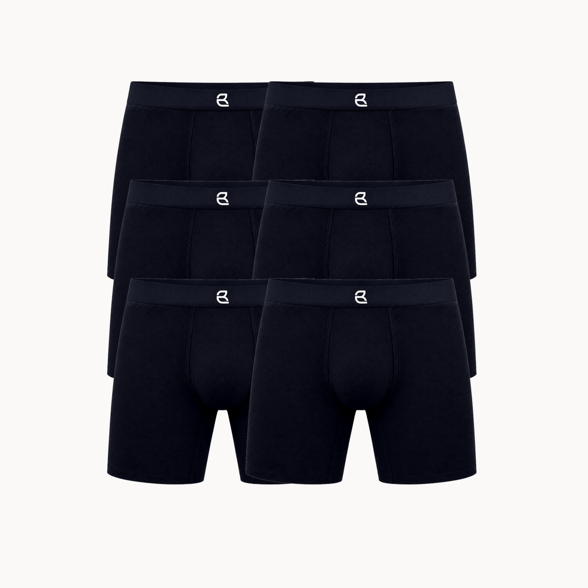Breevar men's seamless long boxer briefs 6-pack, black