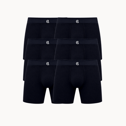 Breevar men's seamless long boxer briefs 6-pack, black