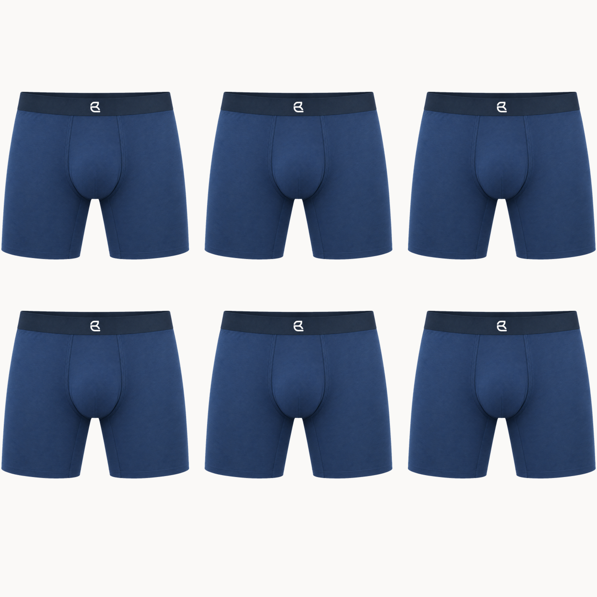 Breevar men's seamless long boxer briefs 6-pack, blue