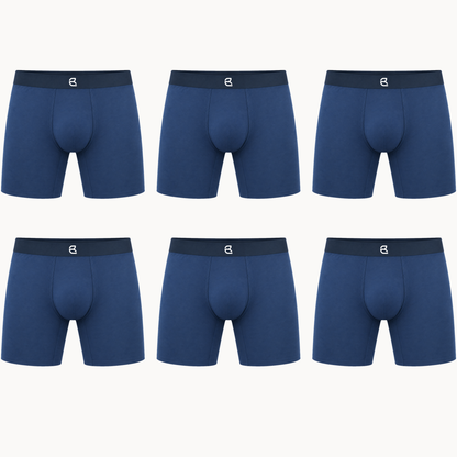 Breevar men's seamless long boxer briefs 6-pack, blue