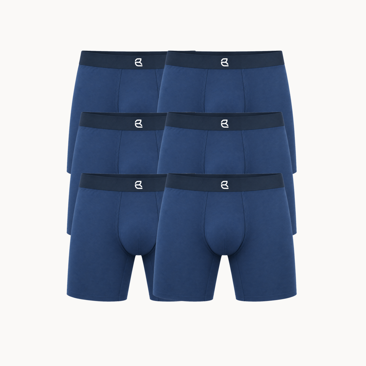 Breevar men's seamless long boxer briefs 6-pack, blue