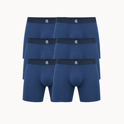 Breevar men's seamless long boxer briefs 6-pack, blue