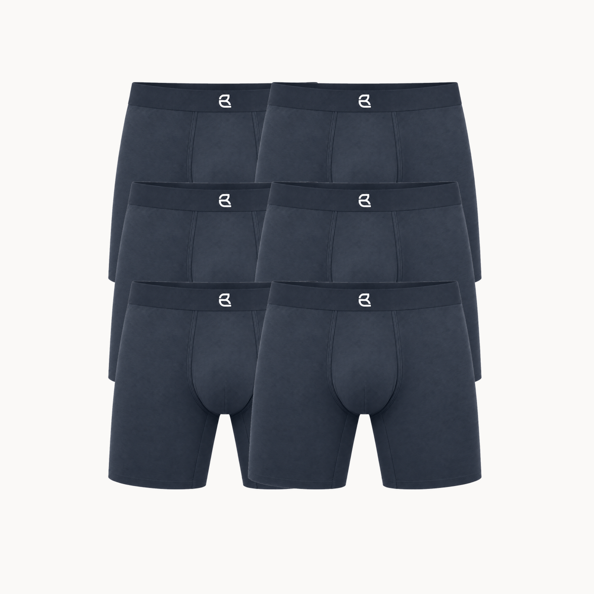 Breevar men's seamless long boxer briefs 6-pack, gray
