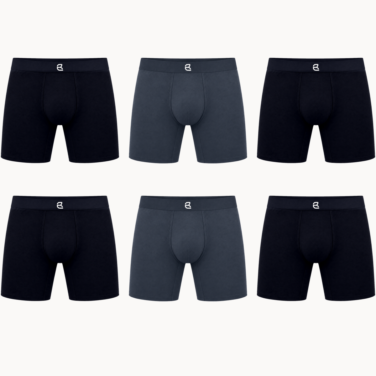 Breevar men's seamless long boxer briefs 6-pack, 4 black and 2 gray