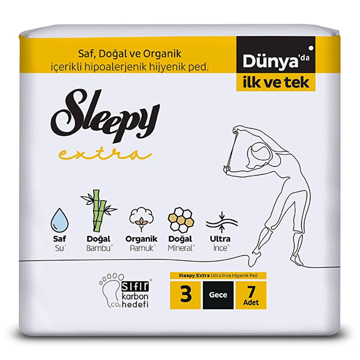 Sleepy Extra bamboo and organic cotton night pads, size 3, 7 count