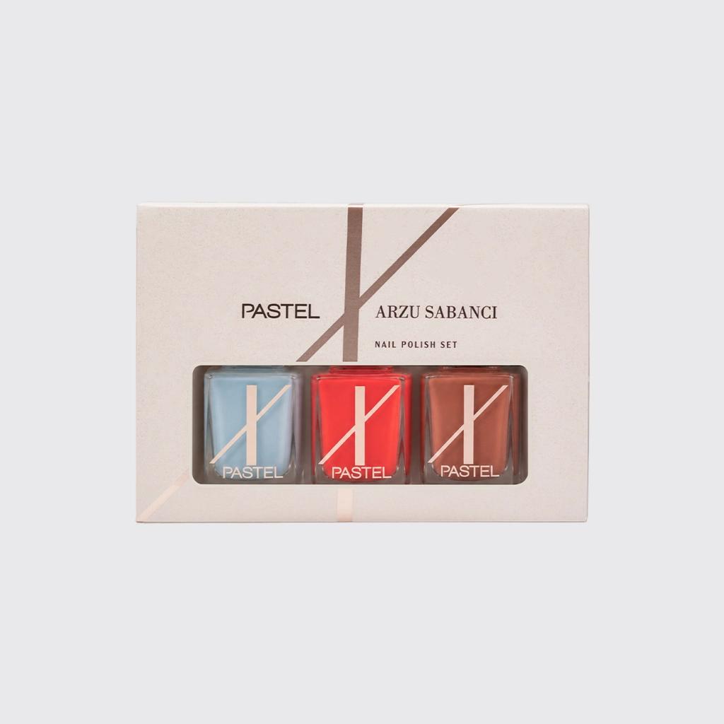 Pastel X Arzu Sabanci Glossy Nail Polish Trio 3-Piece Set by Beauty Care Bag