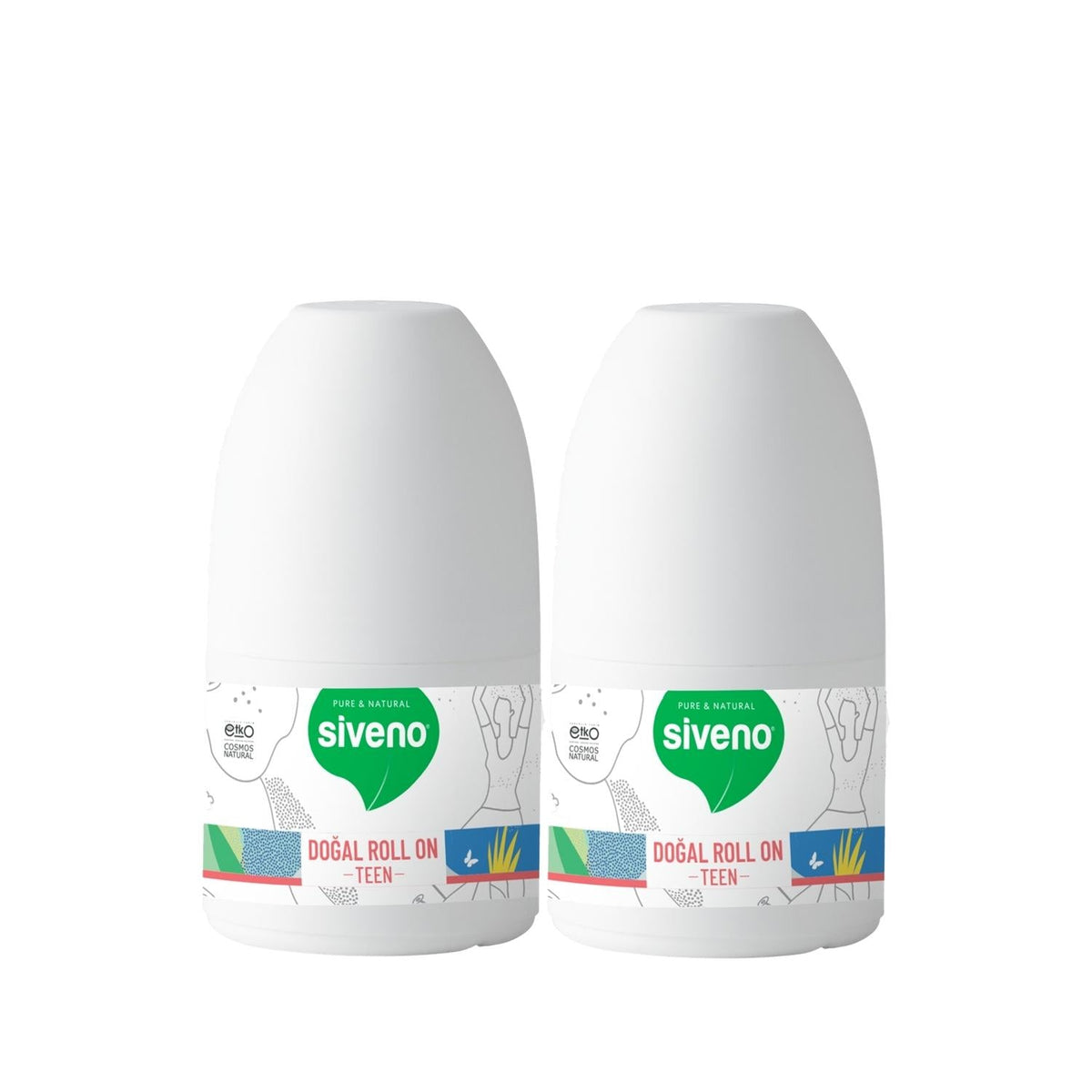 Siveno Natural Roll-On Teen Pink Deodorant - 2 x 50ml - Natural Ingredients, Gentle on Skin by Beauty Care Bag