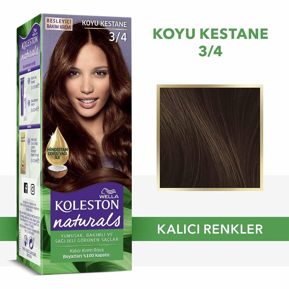 Wella Koleston Naturals Dark Brown Hair Dye - Perfect Gray Coverage & Coconut Oil Nourishment for Intense Color by Beauty Care Bag