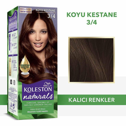 Wella Koleston Naturals Dark Brown Hair Dye - Perfect Gray Coverage & Coconut Oil Nourishment for Intense Color by Beauty Care Bag