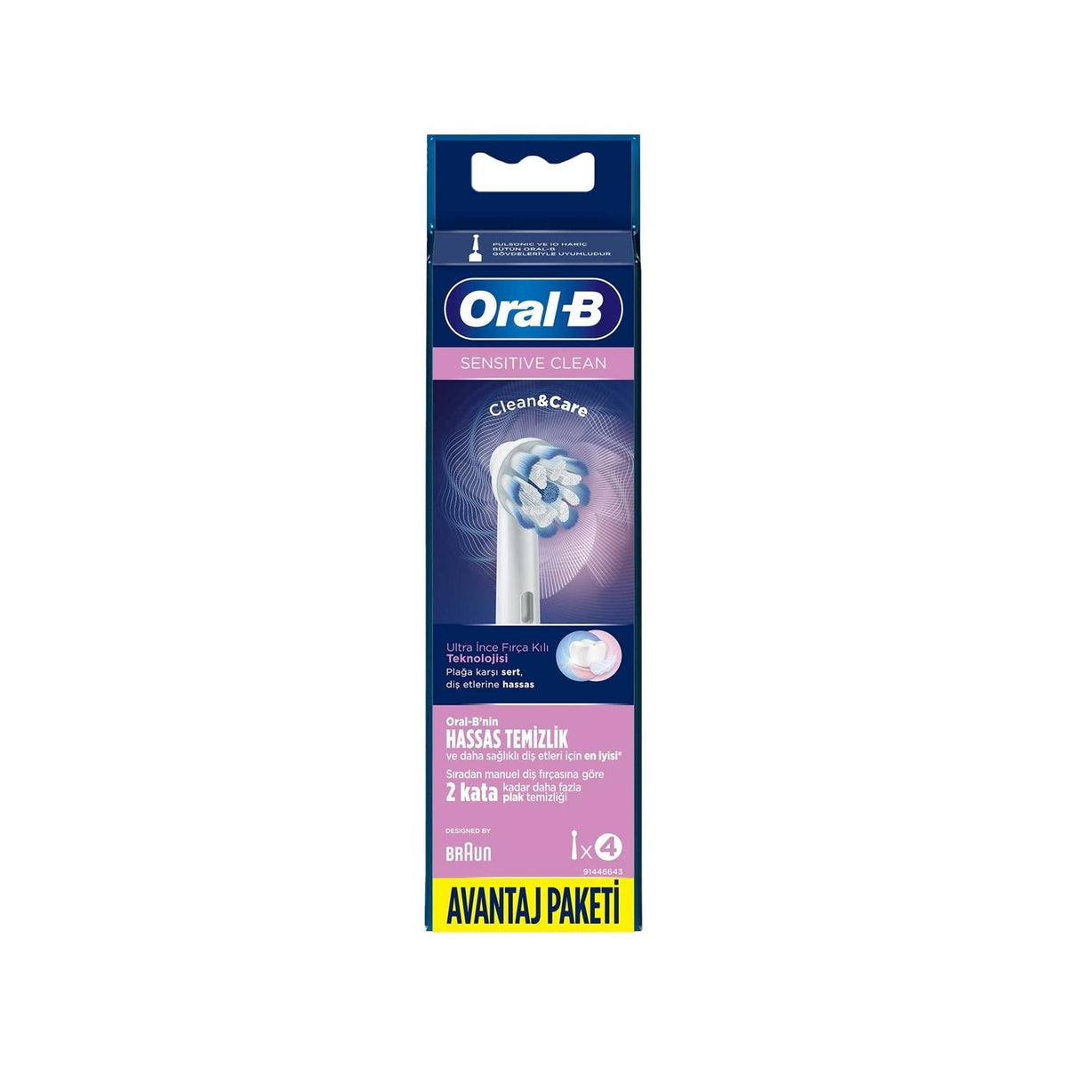 Oral-B Sensitive Clean Toothbrush Replacement Heads - 4 Pack for Gentle Oral Care by Beauty Care Bag