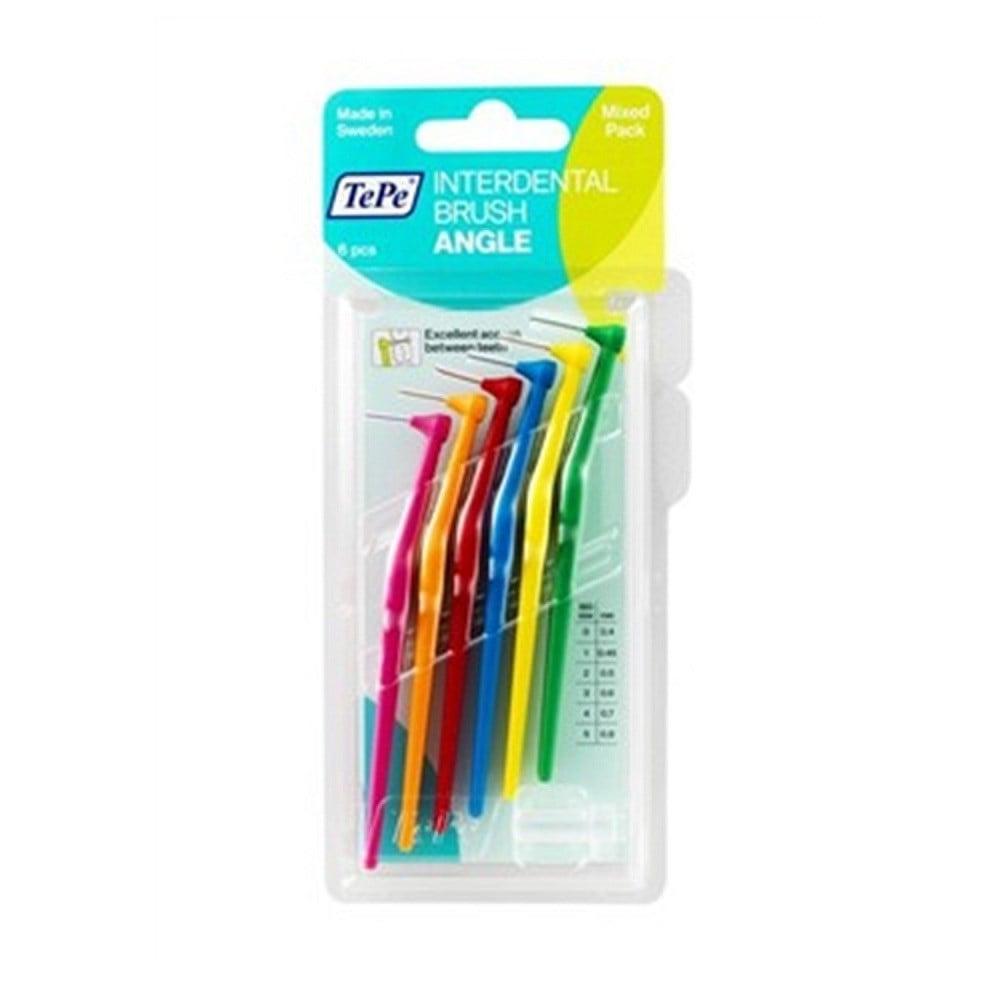 TePe Interdental Brushes Assorted Pack of 6 - Angled Interdental Brushes for Effective Oral Hygiene by Beauty Care Bag