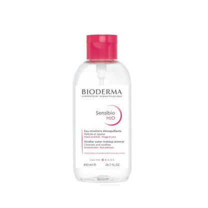 Bioderma Sensibio H2O Micellar Water: Gentle Makeup Remover & Sensitive Skin Cleanser - No Rinse Formula, Large 28.74 fl oz Bottle by Beauty Care Bag
