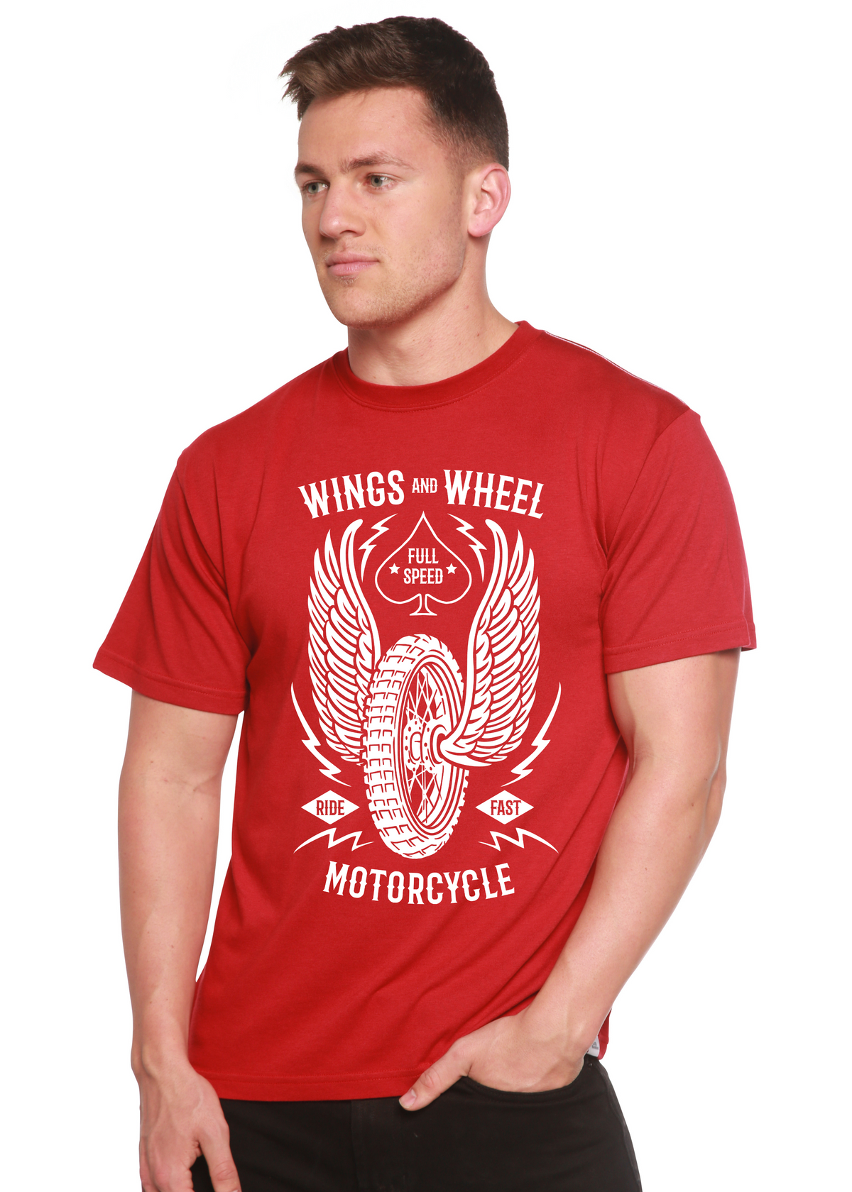 Wings and Wheel men's bamboo graphic T-shirt – view 3