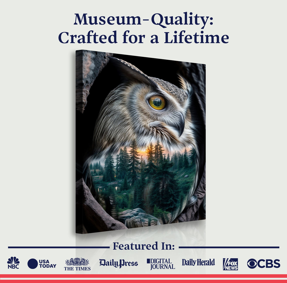 Owl Double Exposure Wall Art by Tailored Canvases