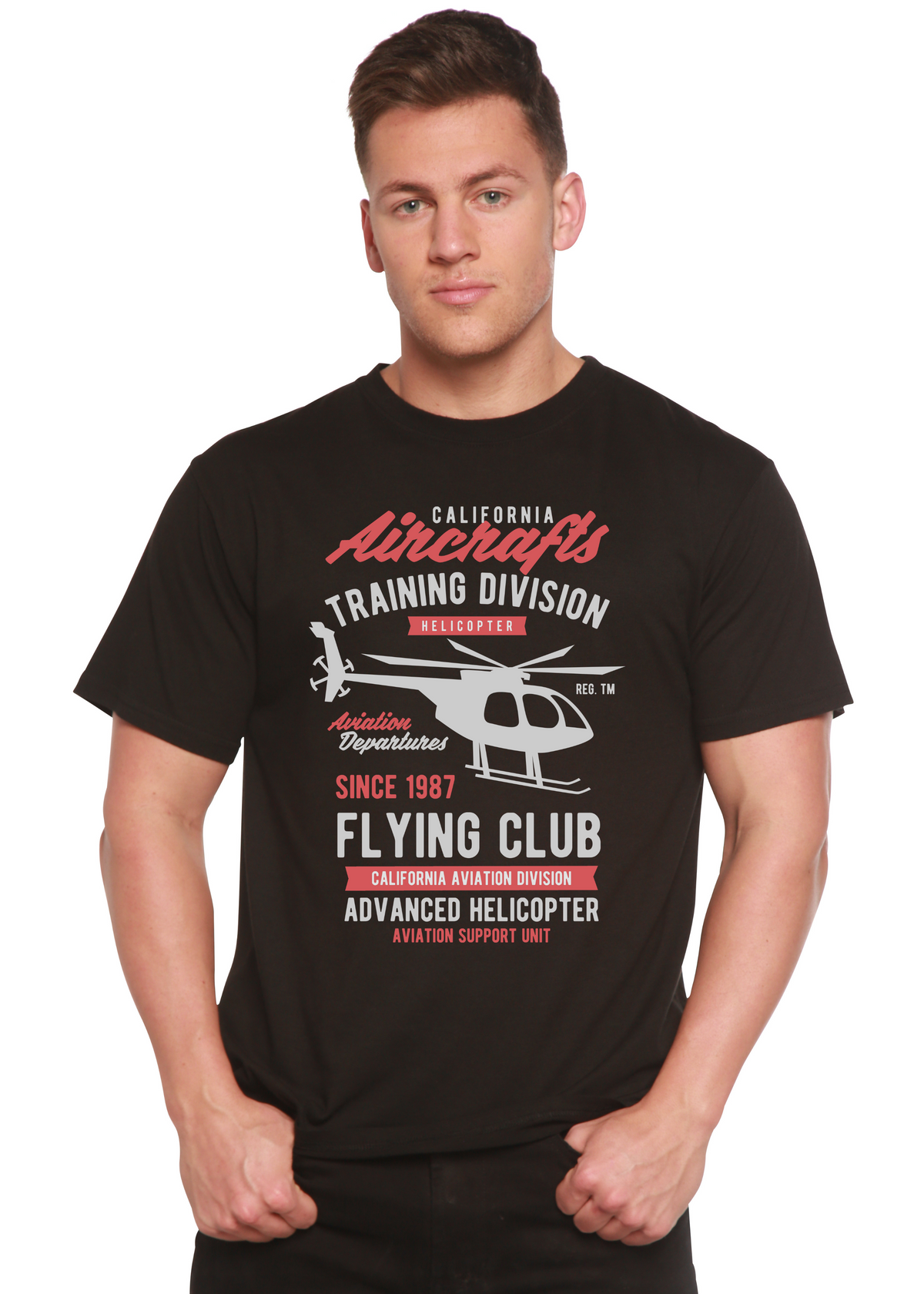 California Aircraft men's short sleeve graphic T-shirt in bamboo viscose and organic cotton