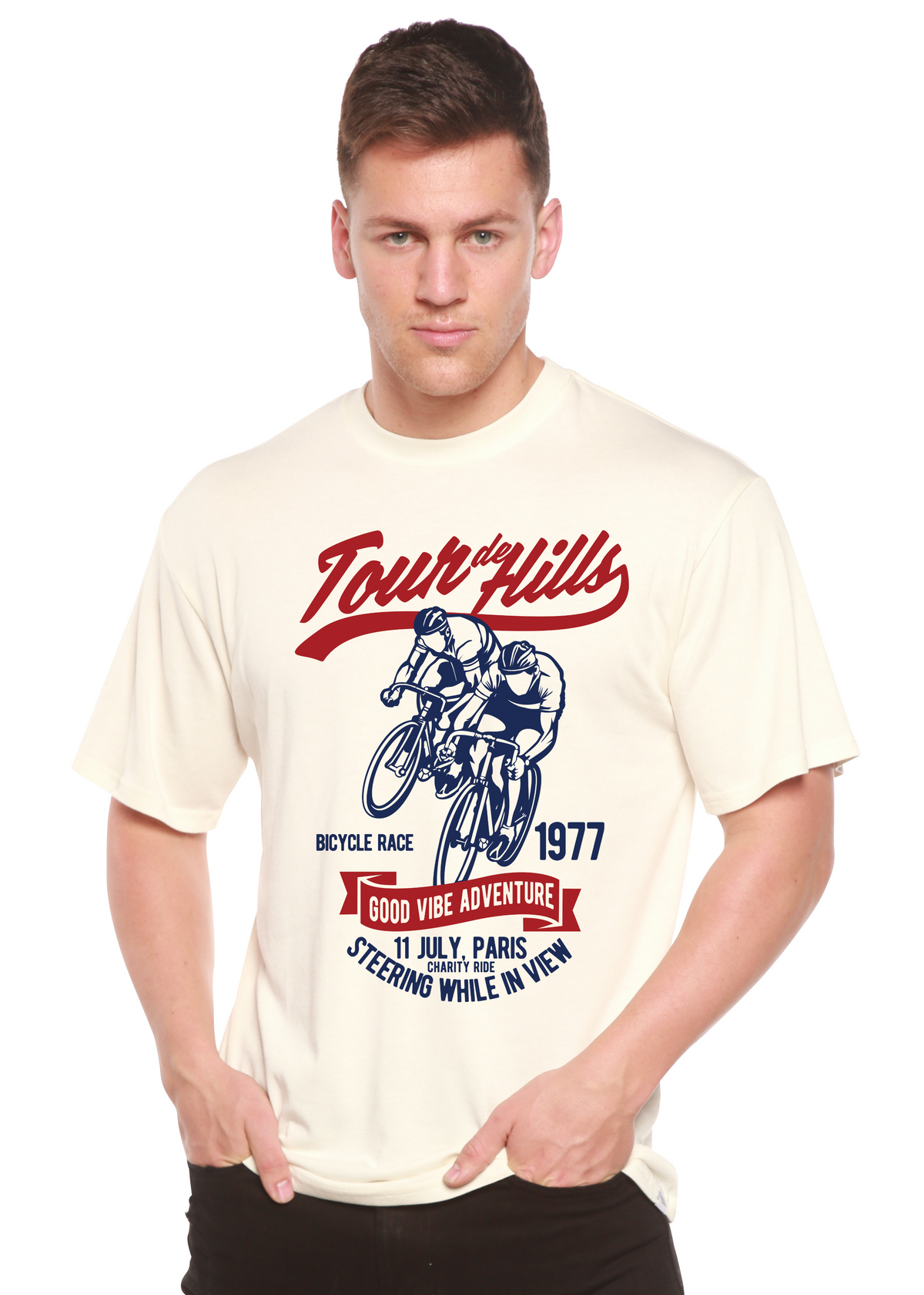 Tour De Hills men's short sleeve graphic T-shirt in bamboo viscose and organic cotton