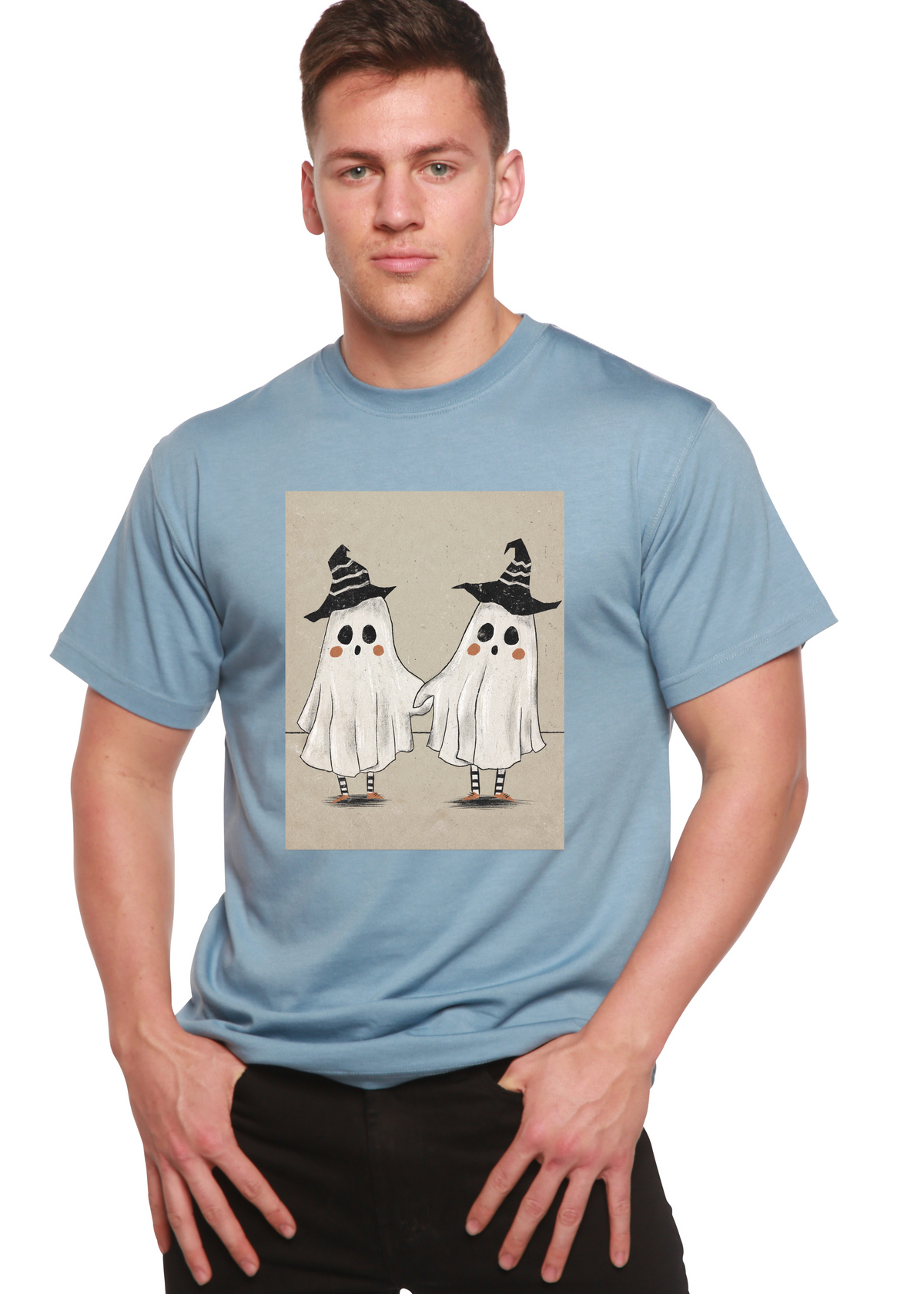 Cute Ghost men's bamboo graphic T-shirt – view 6