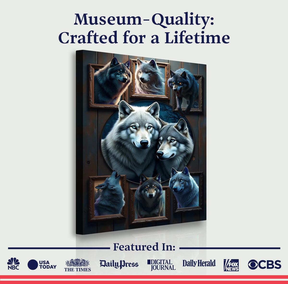 3D Wolf Collage Wall Art II canvas by Tailored Canvases, view 6