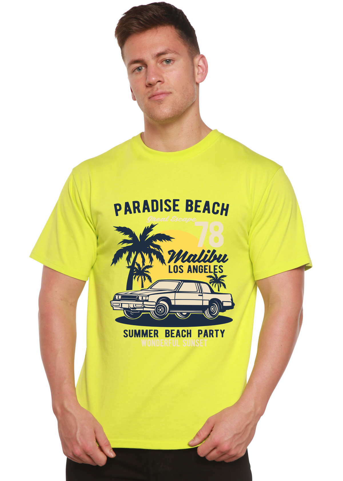 Paradise Beach men's bamboo graphic T-shirt – view 6