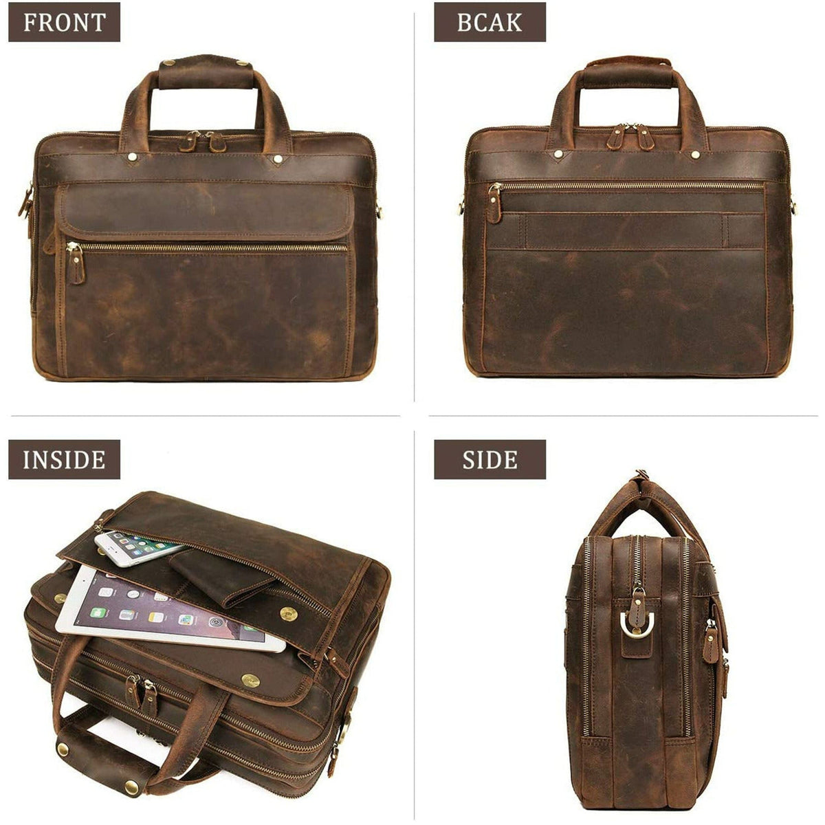 Crazy Horse Leather Briefcase by Classy Leather Bags