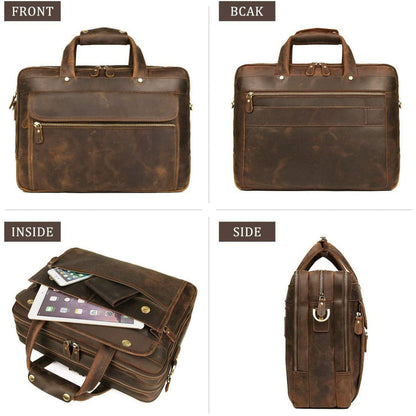 Crazy Horse Leather Briefcase by Classy Leather Bags