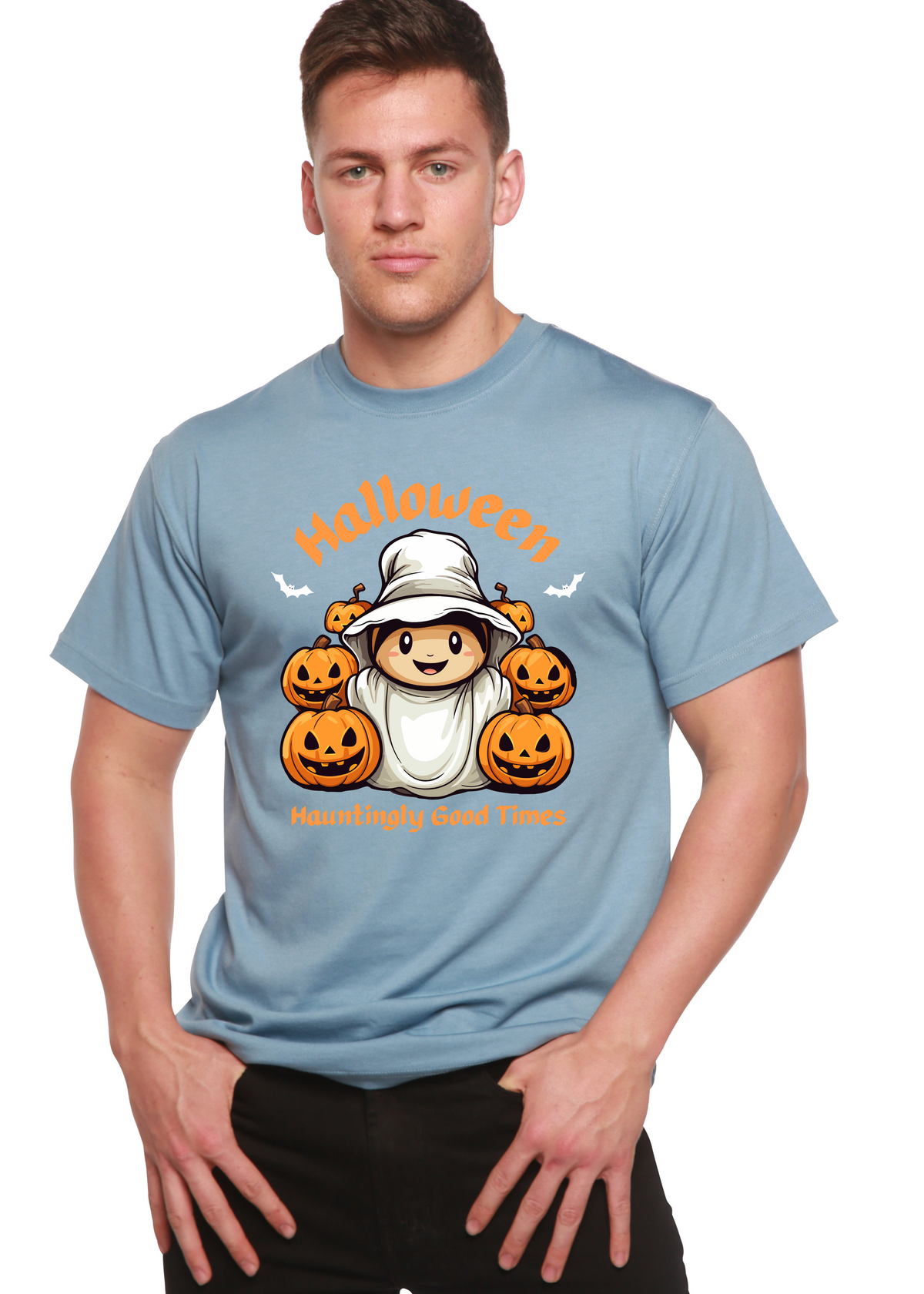 Halloween Hauntingly Good Times Day men's bamboo graphic T-shirt – view 8