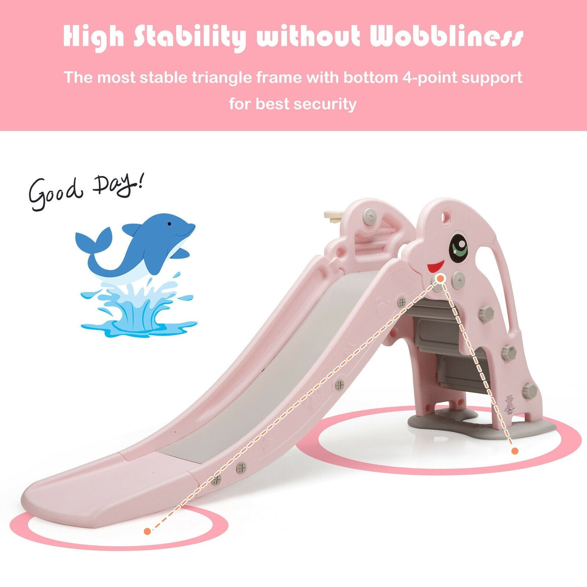GBruno Store cartoon-shaped kids slide with basketball hoop, view 15