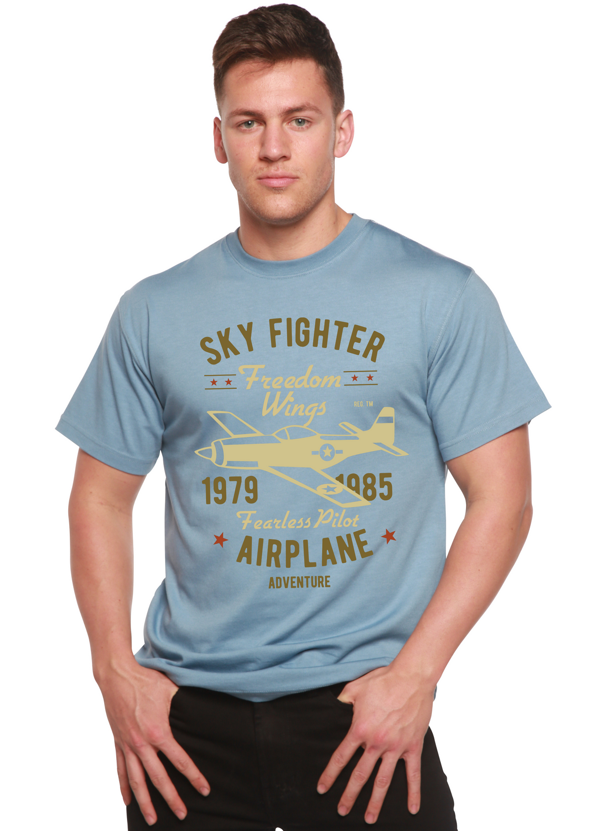 Sky Fighter men's bamboo graphic T-shirt – view 6