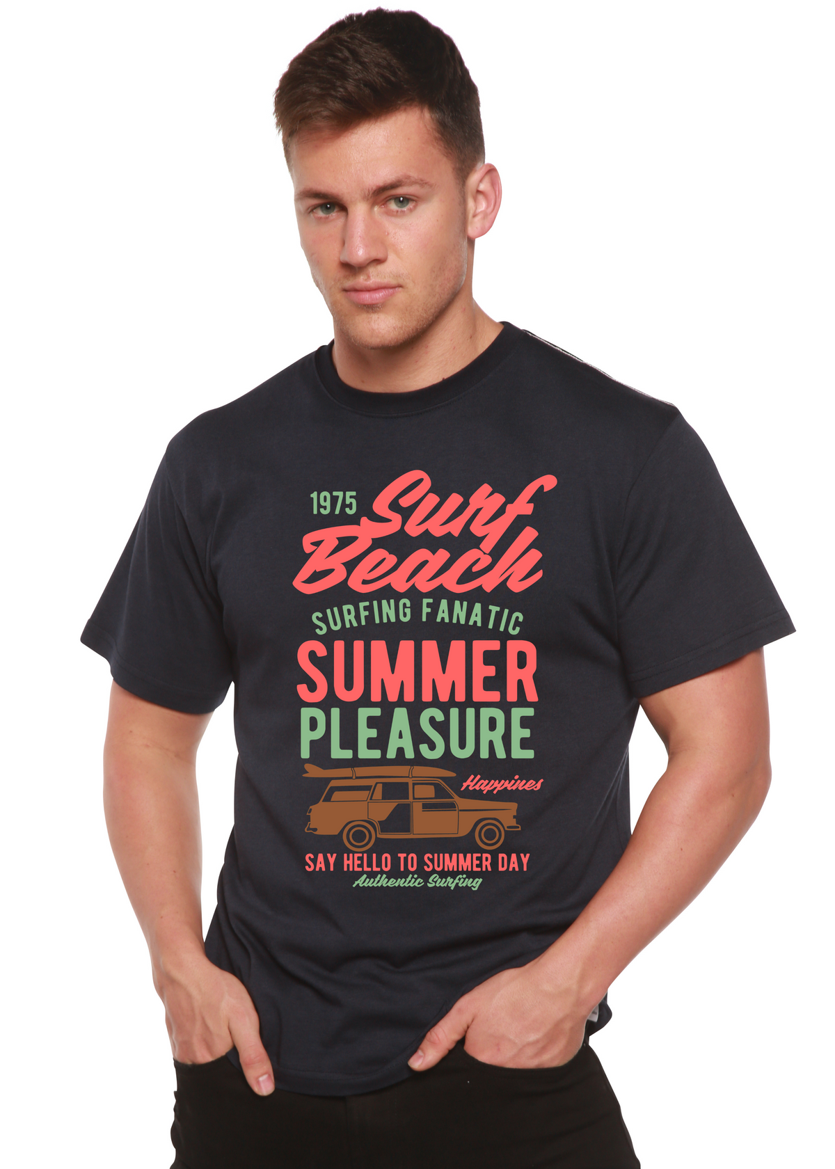 Surf Beach men's bamboo graphic T-shirt – view 6