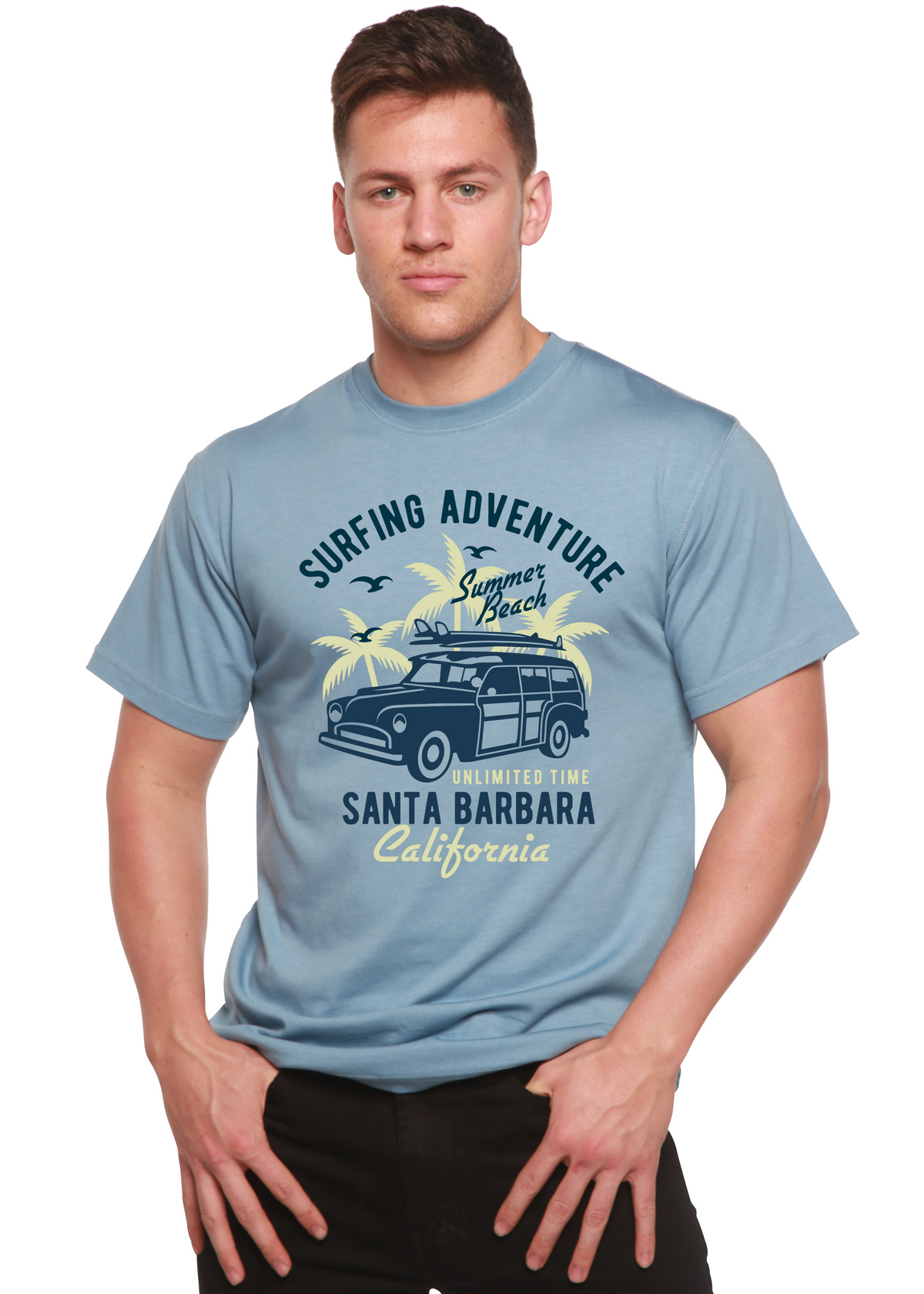 Surfing Adventure men's bamboo graphic T-shirt – view 2
