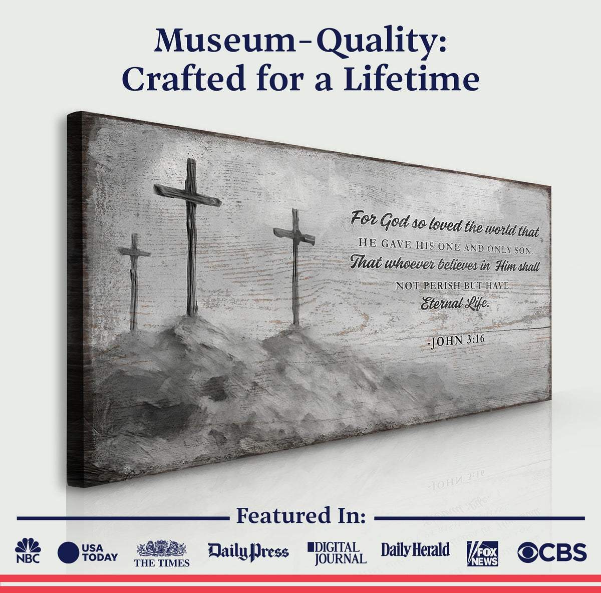 John 3:16: For God So Loved The World Faith Sign VIII by Tailored Canvases