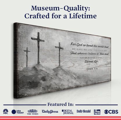 John 3:16: For God So Loved The World Faith Sign VIII by Tailored Canvases