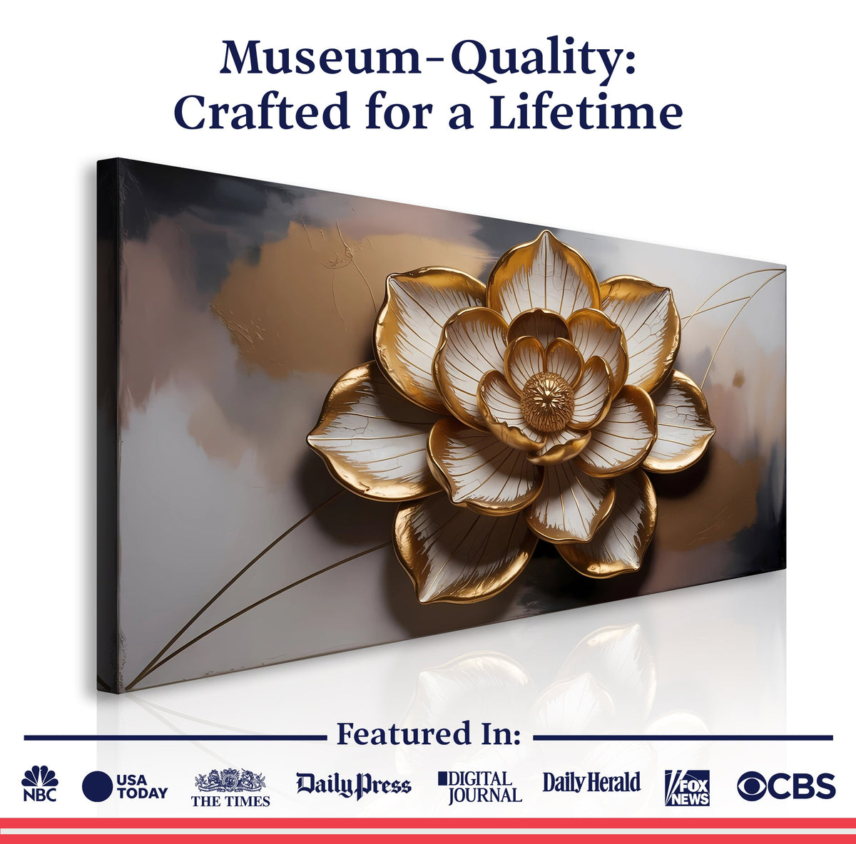 Golden Lotus Minimalist Abstract Wall Art by Tailored Canvases