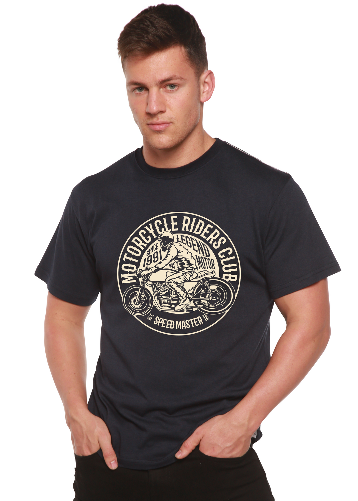 Motorcycle Riders Club men's bamboo graphic T-shirt – view 2