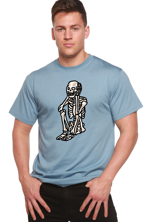Sad Skeleton Halloween unisex bamboo graphic T-shirt – view 2