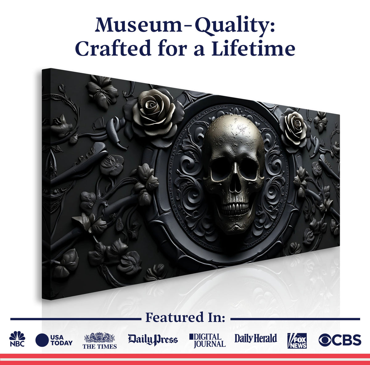 3D Rose and Skull Wall Art VI canvas by Tailored Canvases, view 6