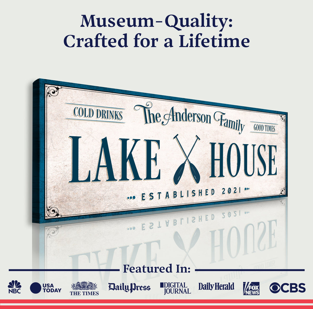 Personalized Lake House Sign IV by Tailored Canvases