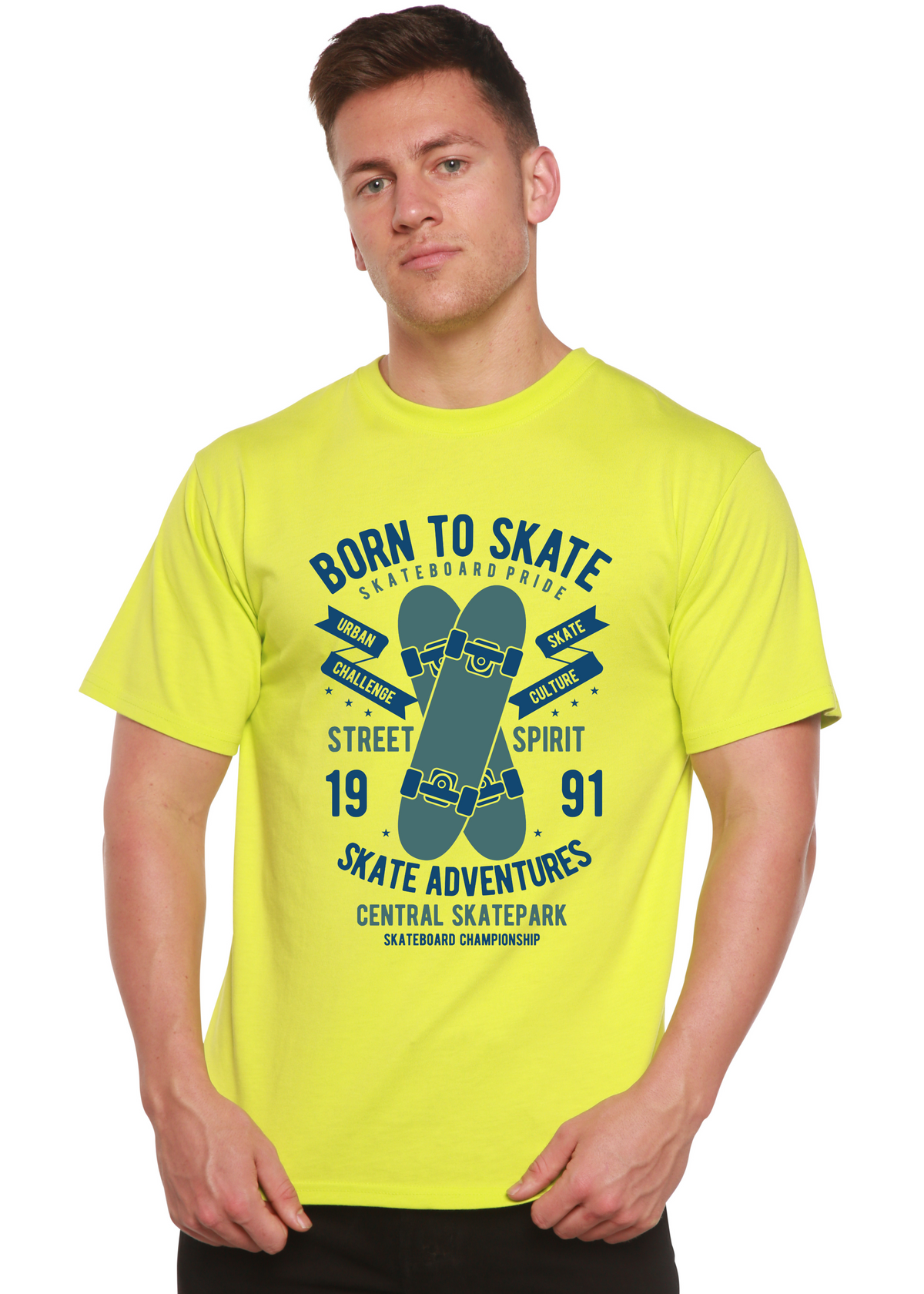 Born to Skate men's bamboo graphic T-shirt – view 2