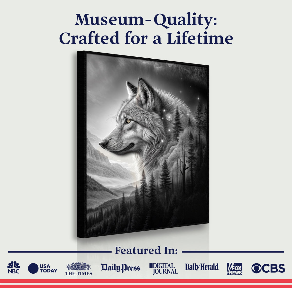 Wolf Double Exposure Wall Art II by Tailored Canvases