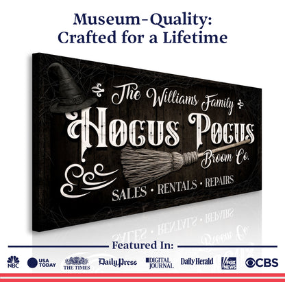 Personalized Hocus Pocus Broom Co. Wall Sign by Tailored Canvases
