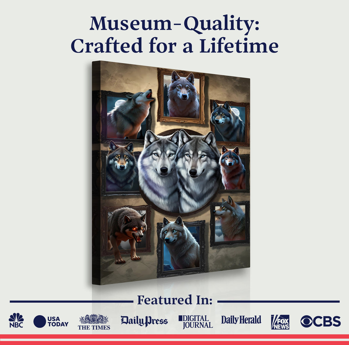 3D Wolf Collage Wall Art canvas by Tailored Canvases, view 6