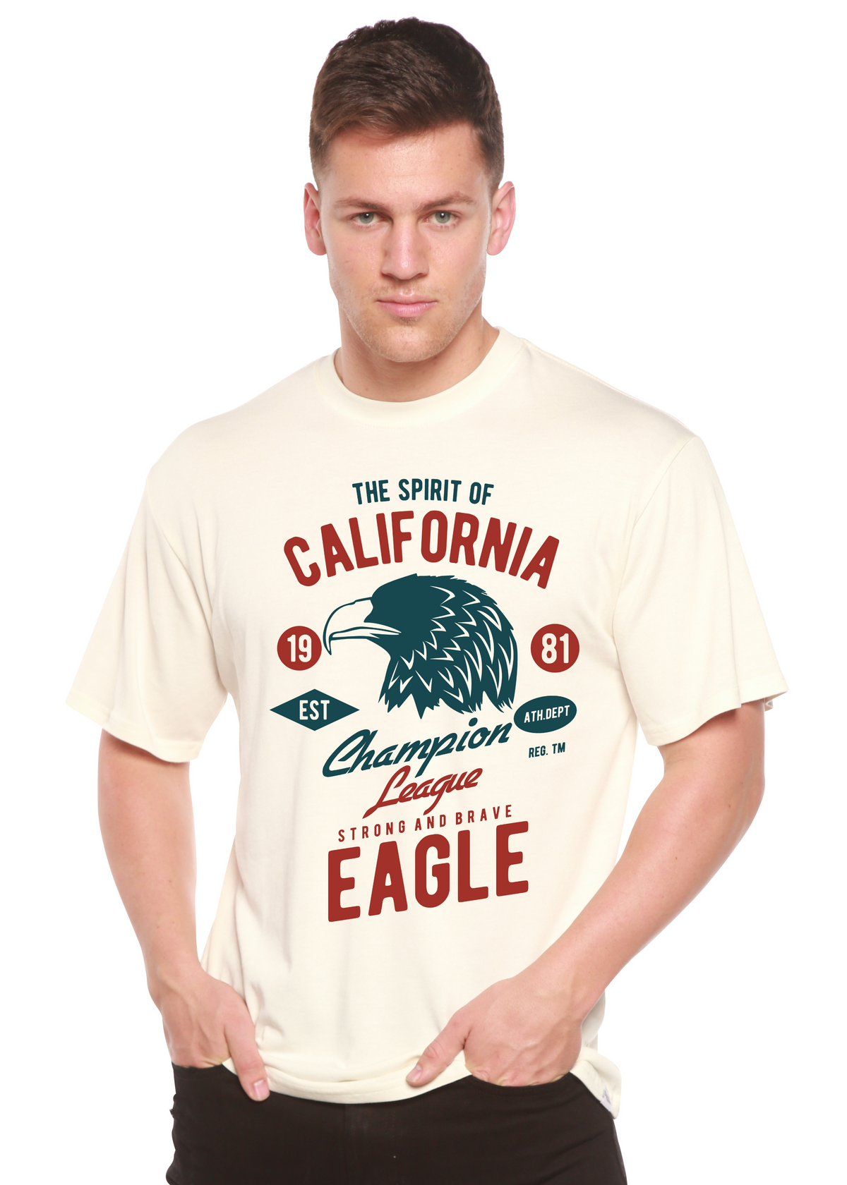 Men's short sleeve graphic T-shirt in bamboo viscose and organic cotton