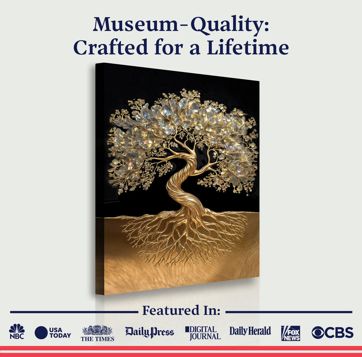 3D Minimalist Tree of Life Wall Art canvas by Tailored Canvases, view 6
