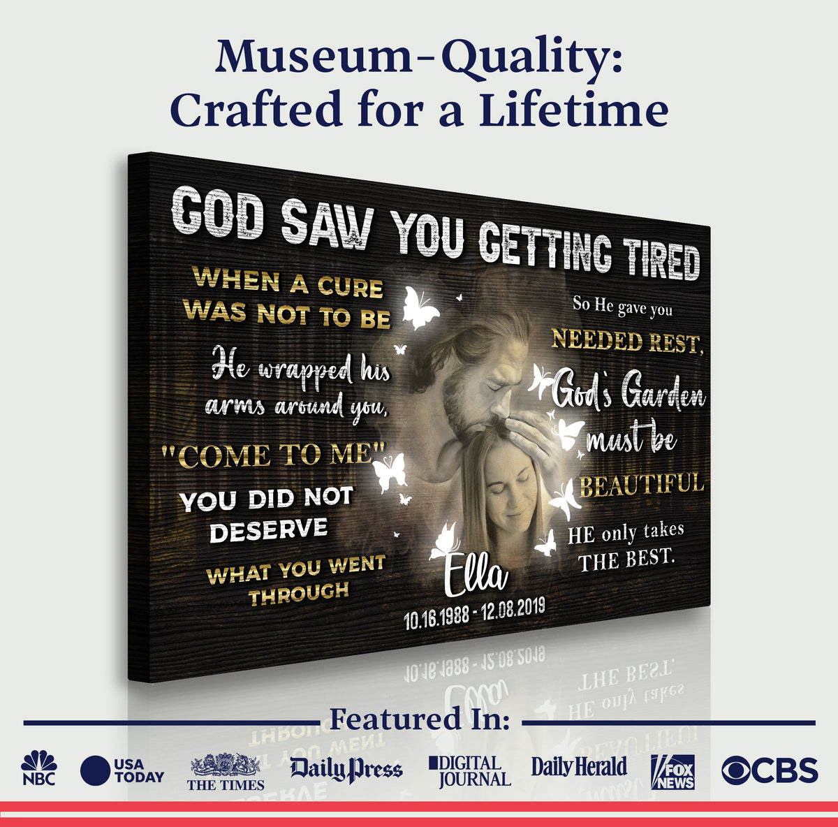 Personalized God Saw You Getting Tired Memorial Sign IV by Tailored Canvases