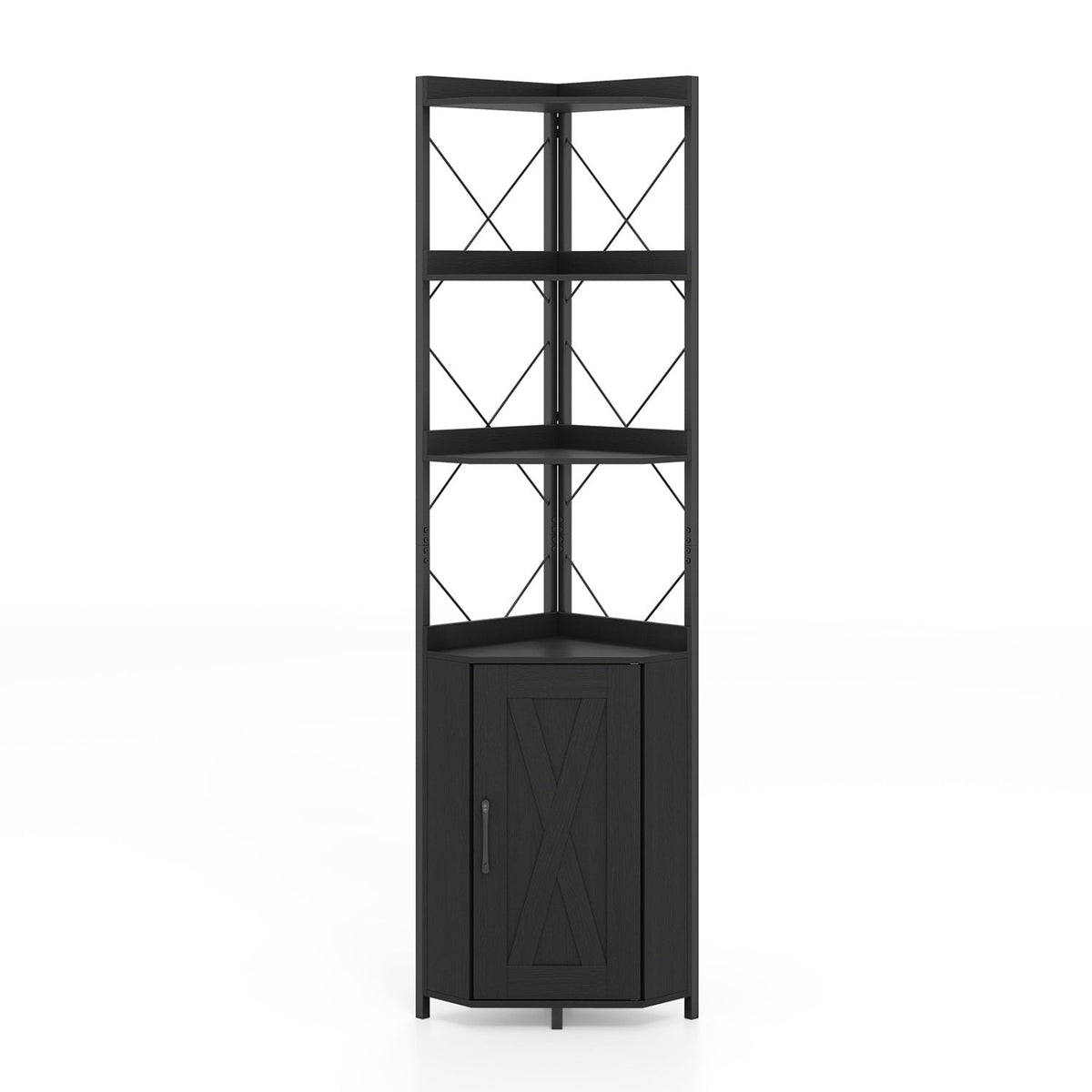 71-inch 6-tier corner bookshelf with cabinet by DirectDeals, view 3