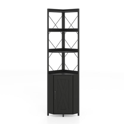 71-inch 6-tier corner bookshelf with cabinet by DirectDeals, view 3