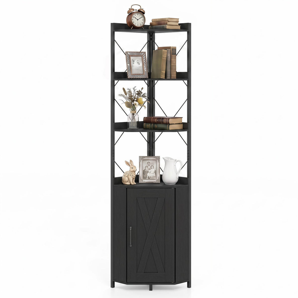 71-inch 6-tier corner bookshelf with cabinet by DirectDeals, view 4