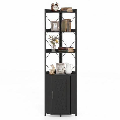 71-inch 6-tier corner bookshelf with cabinet by DirectDeals, view 4