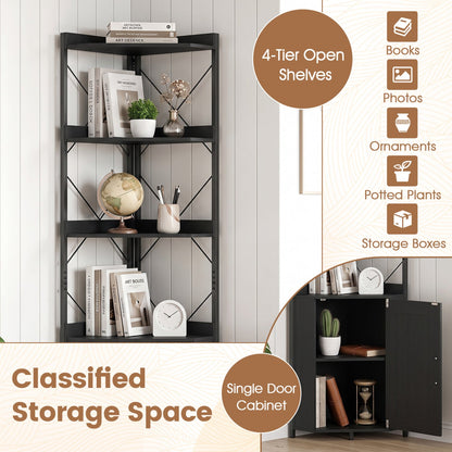 71-inch 6-tier corner bookshelf with cabinet by DirectDeals, view 8